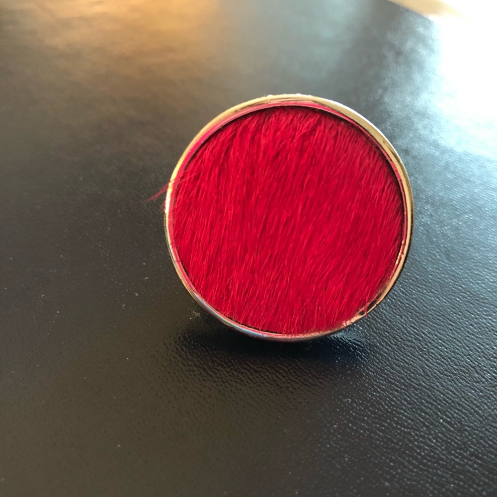 Ann Taylor Pink Pony Calf Hair Pavé Crystal Statement Cocktail Ring